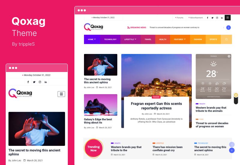Qoxag 主题 - 新闻杂志 WordPress 主题