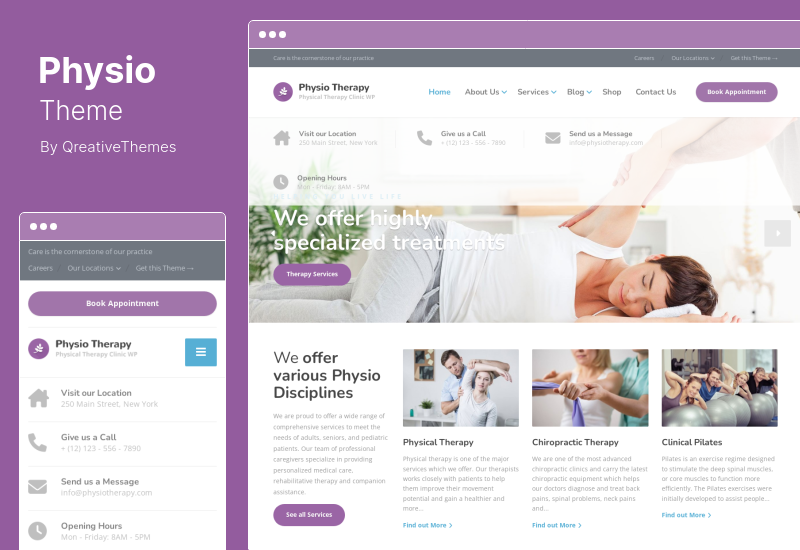 Physio Theme - Tema WordPress pentru terapie fizică și clinică medicală