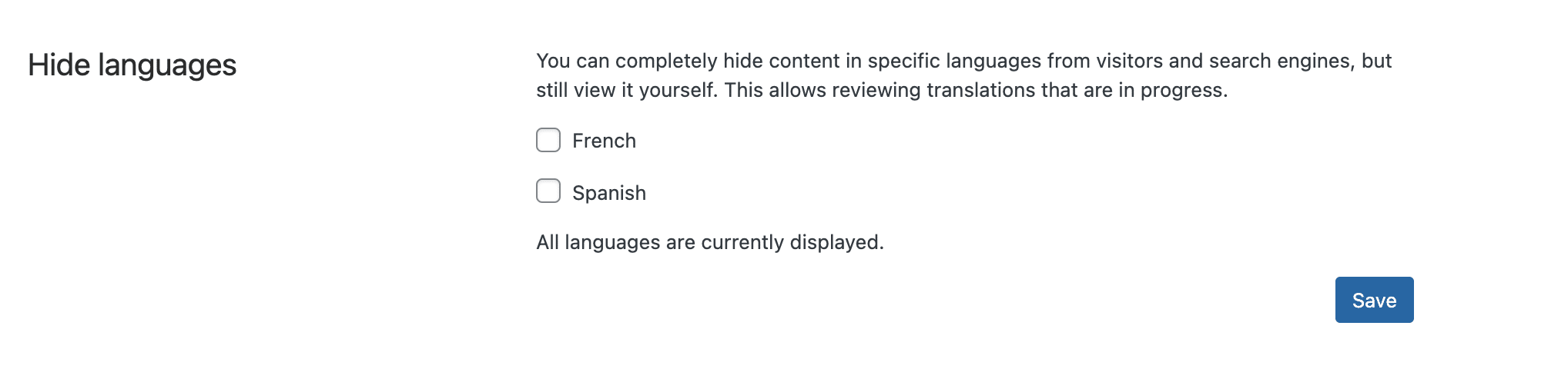 how to hide the languages