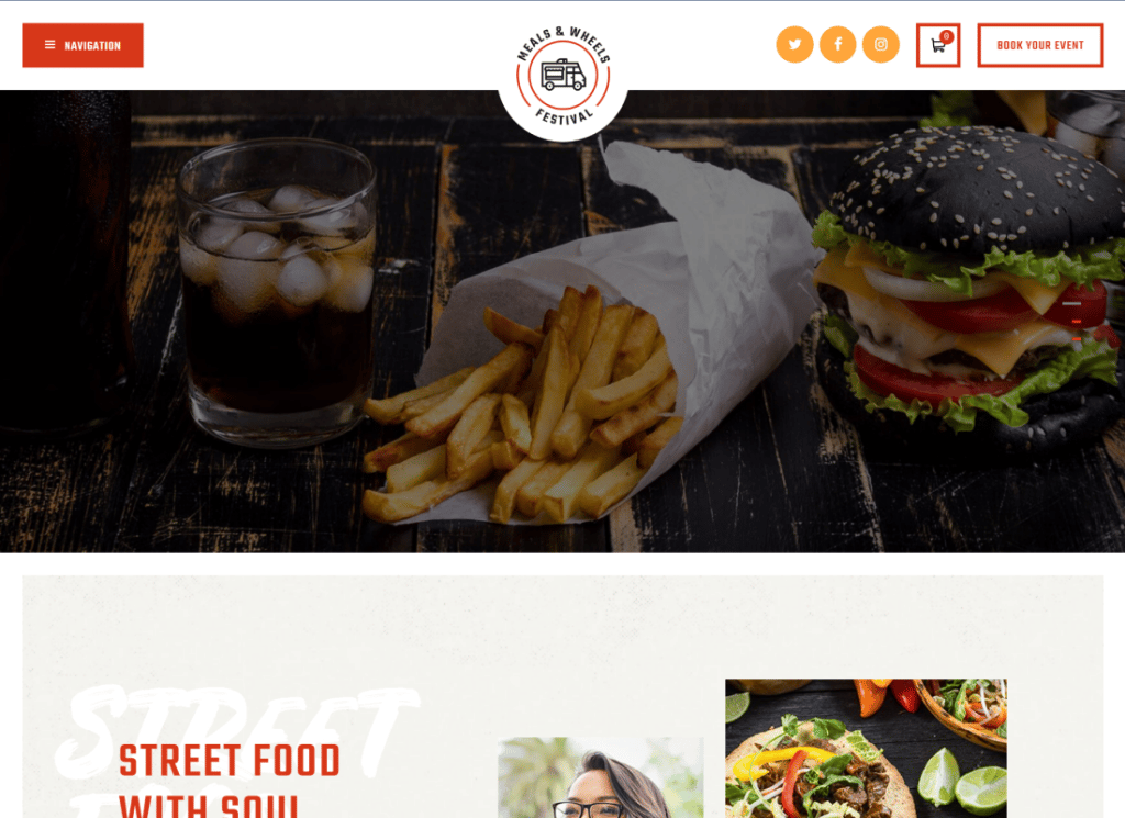 Pasti e ruote | Tema WordPress per festival di strada e consegne di fast food