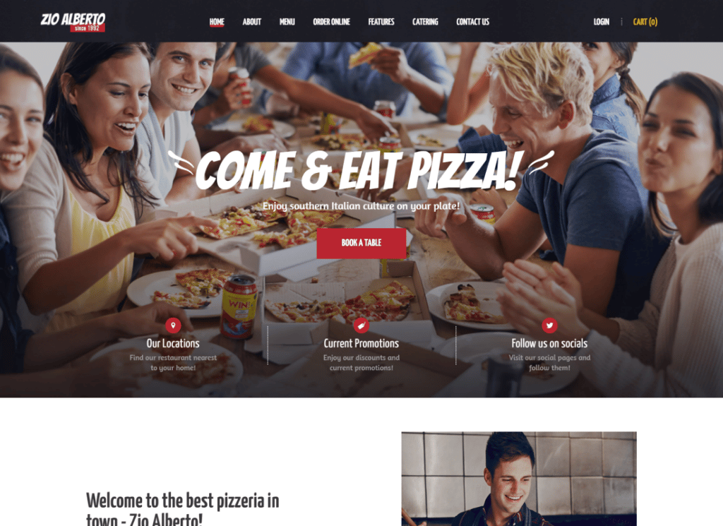 Zio Alberto | WordPress-Theme für Pizzerien, Cafés und Bistros