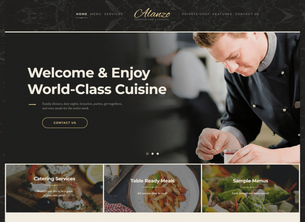 Alanzo | Personal Chef & Wedding Catering Event WordPress Tema