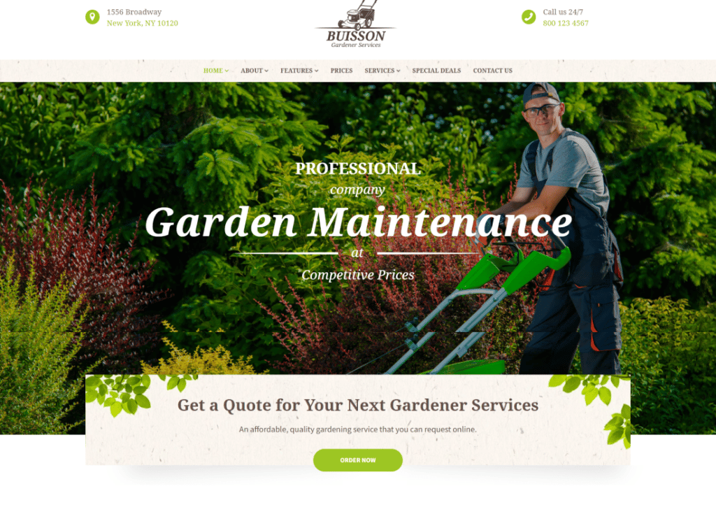 Buisson | Thème WordPress pour les services de jardinage et d'aménagement paysager