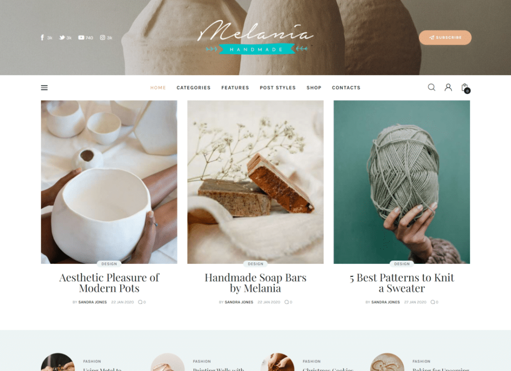 Melanie | Handmade Blog & Crafts Shop Künstlerisches WordPress-Theme