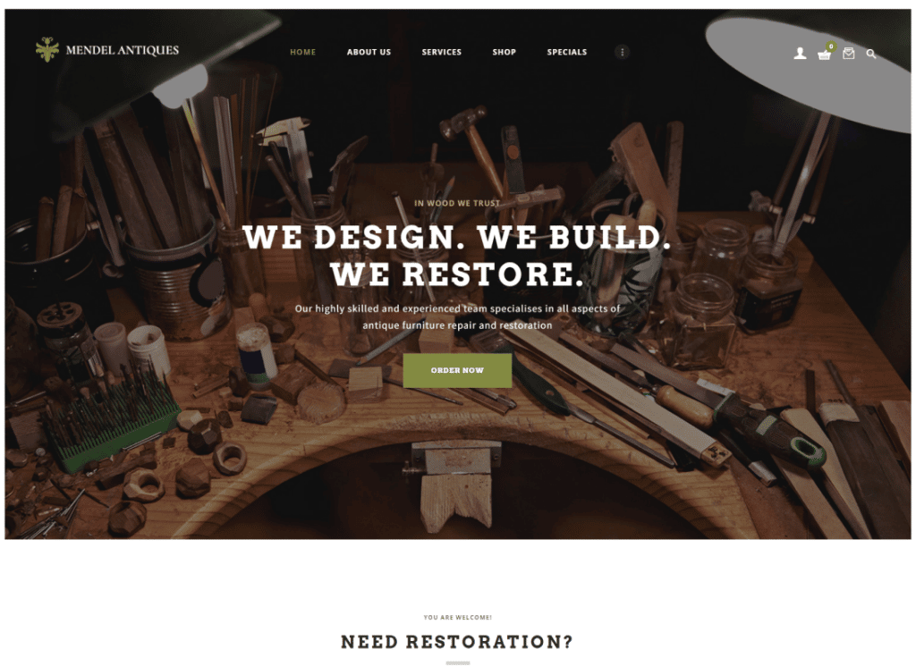 Mendel | Tema de WordPress para diseño de muebles y restauración de interiores