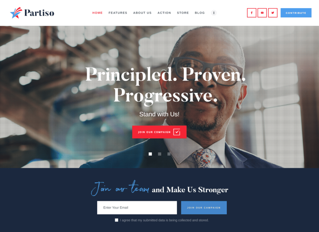ปาร์ติโซ | ธีม WordPress ทางการเมืองสำหรับพรรคและผู้สมัคร