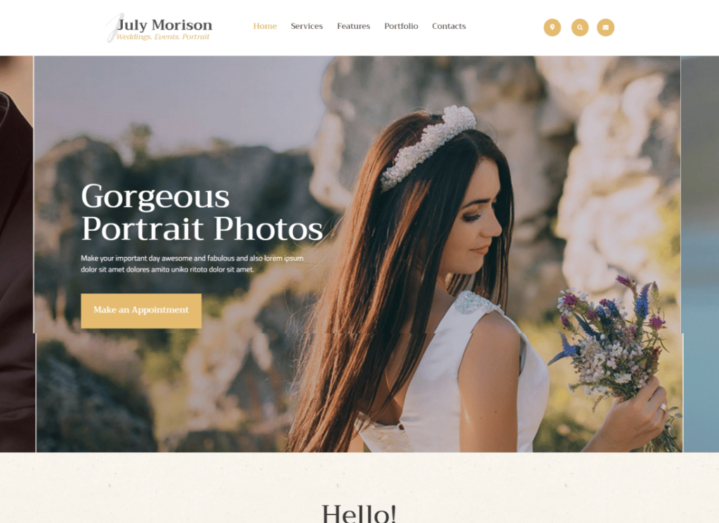 Juli Morison | Portofolio & Tema WordPress Blog Fotografer Acara yang Memikat