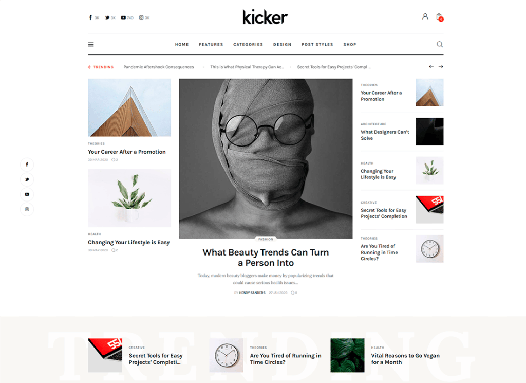 Kicker - Revista Blog Multifunctional Tema WordPress + Gutenberg