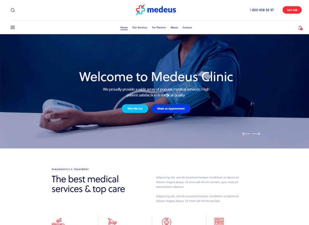 Medeus - Thème WordPress pour médecin polyvalent médical