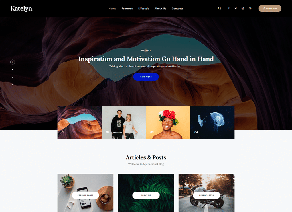 Katelyn - Creative Gutenberg ブログ WordPress テーマ