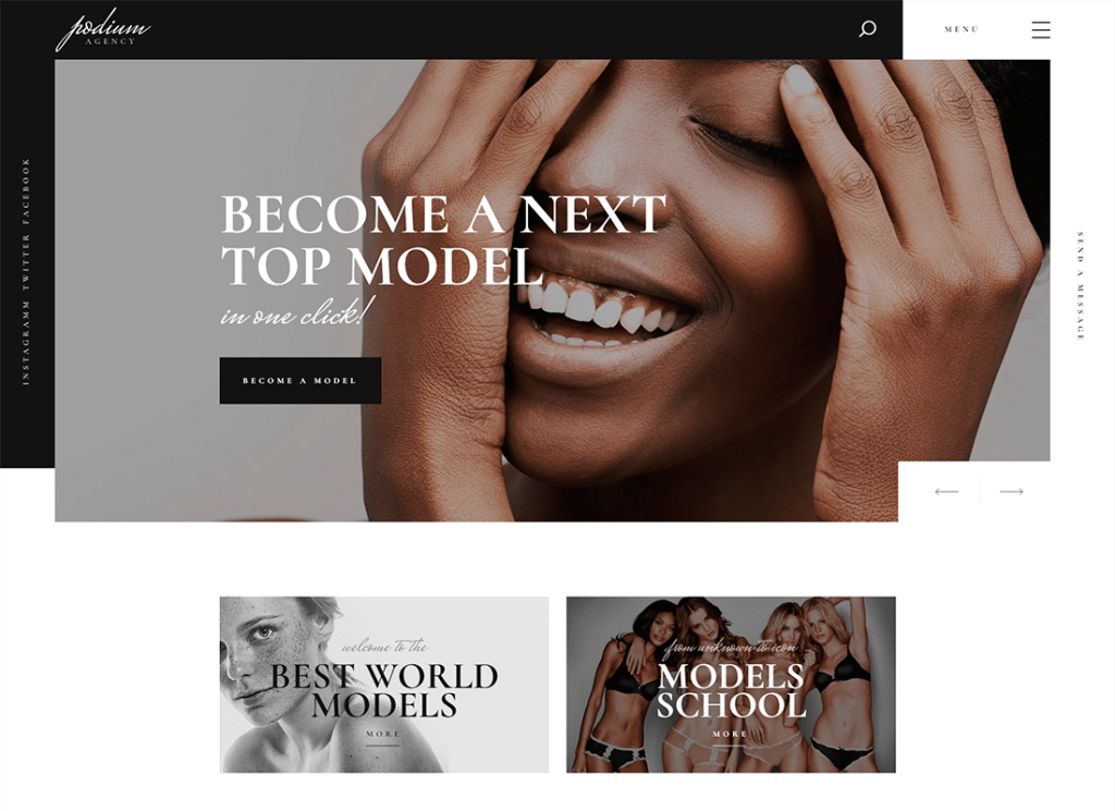 Podio - Tema WordPress per agenzia di modelle di moda