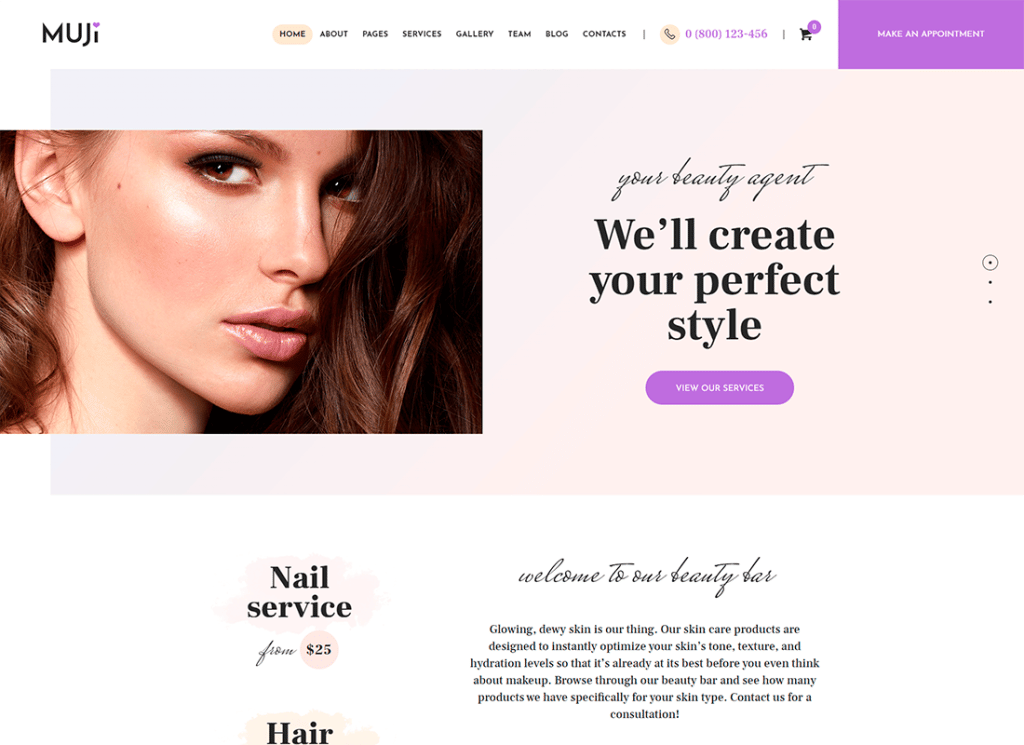 Muji - Beauty Shop & Spa Salon WordPress 主题