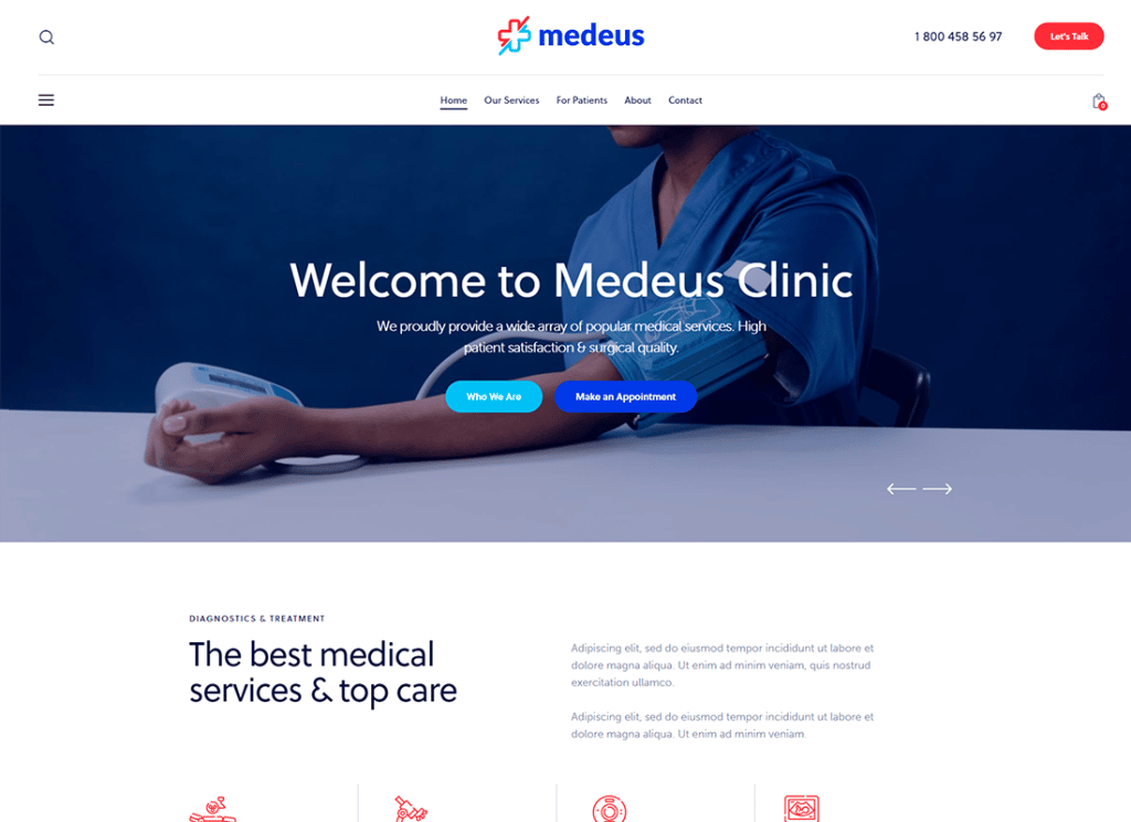 Medeus - Tema WordPress medico multiuso medico