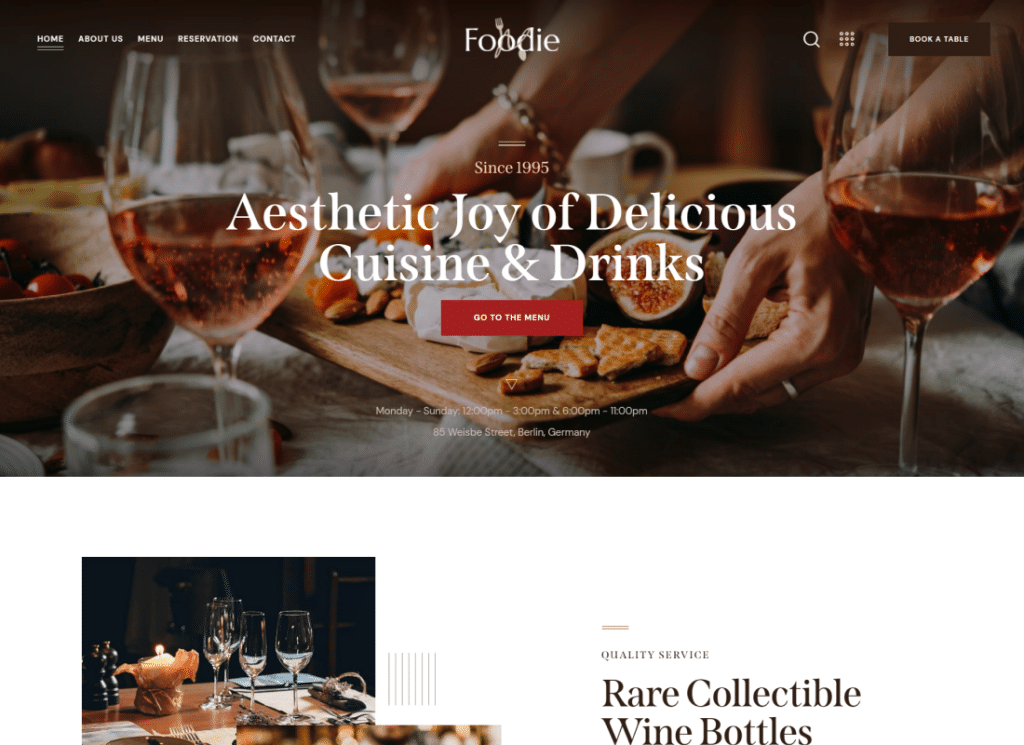 Foodie - ธีมอาหารและไวน์ Elementor Multiskin WordPress