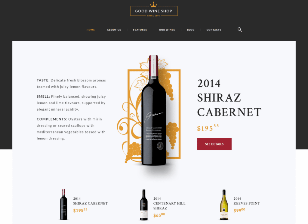 Good Wine - Tema WordPress Kebun Anggur & Toko Anggur