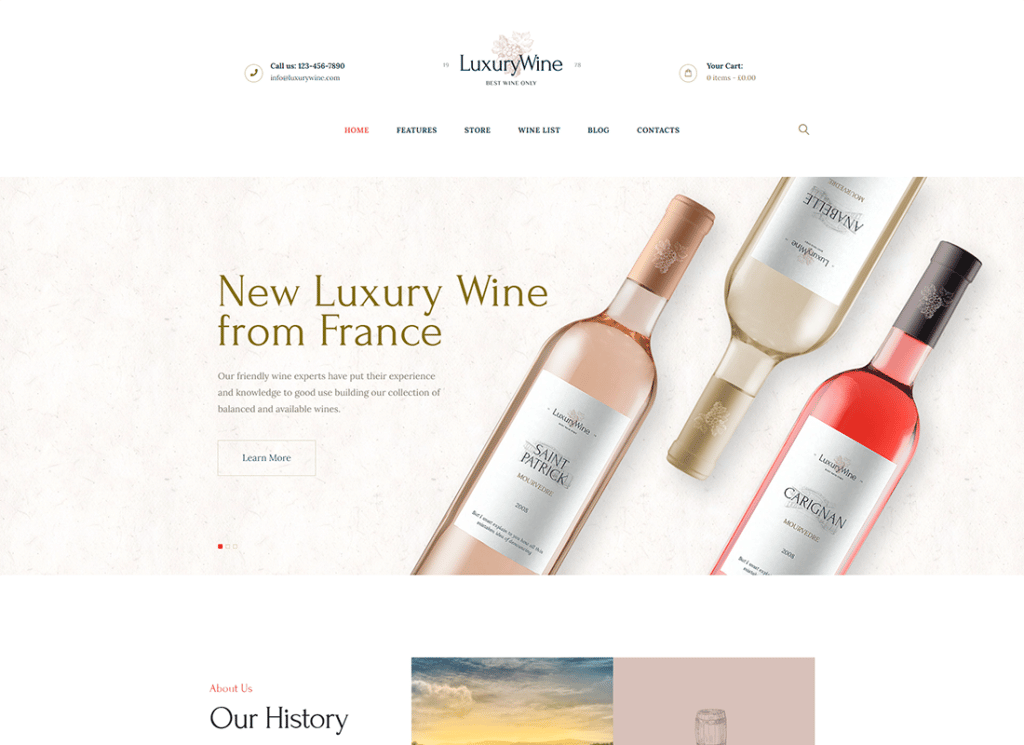 Luxury Wine - 酒屋とブドウ園の WordPress テーマ