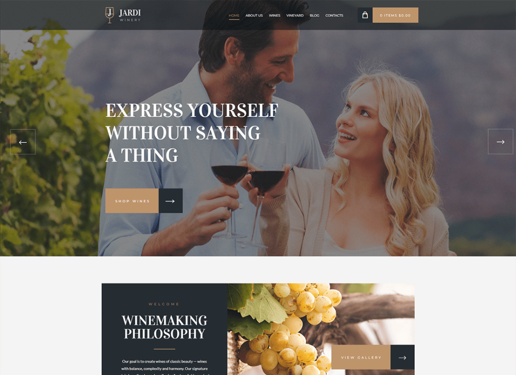 Jardi - Winery ، وموضوع WordPress الخاص بالتوصيل عبر الإنترنت لمتجر النبيذ والنبيذ