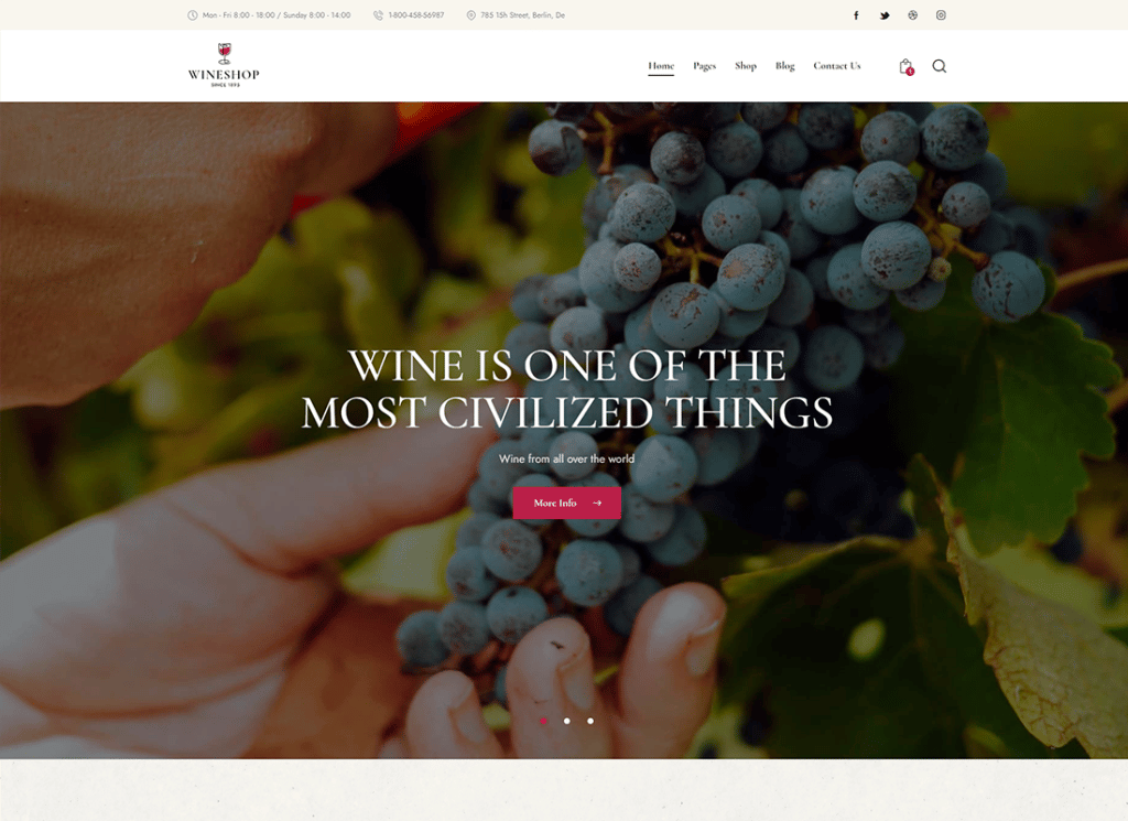 WineShop - Thème WordPress pour magasin de livraison en ligne d'aliments et de vins