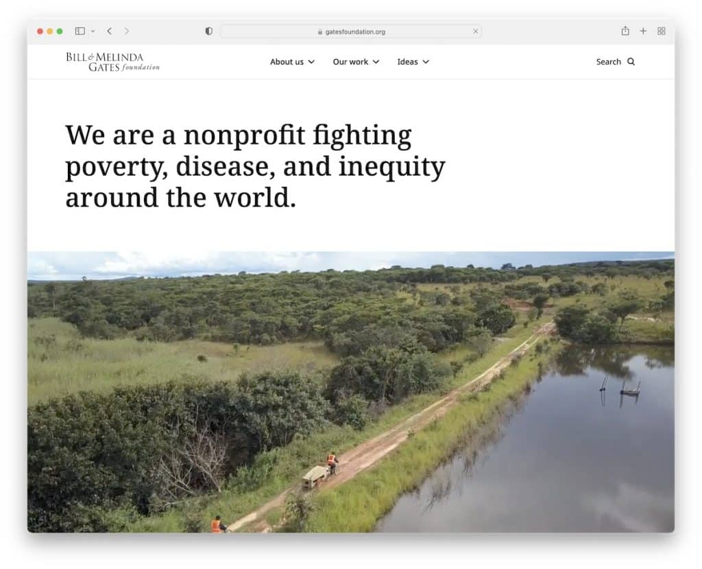 website sem fins lucrativos da Fundação Gates
