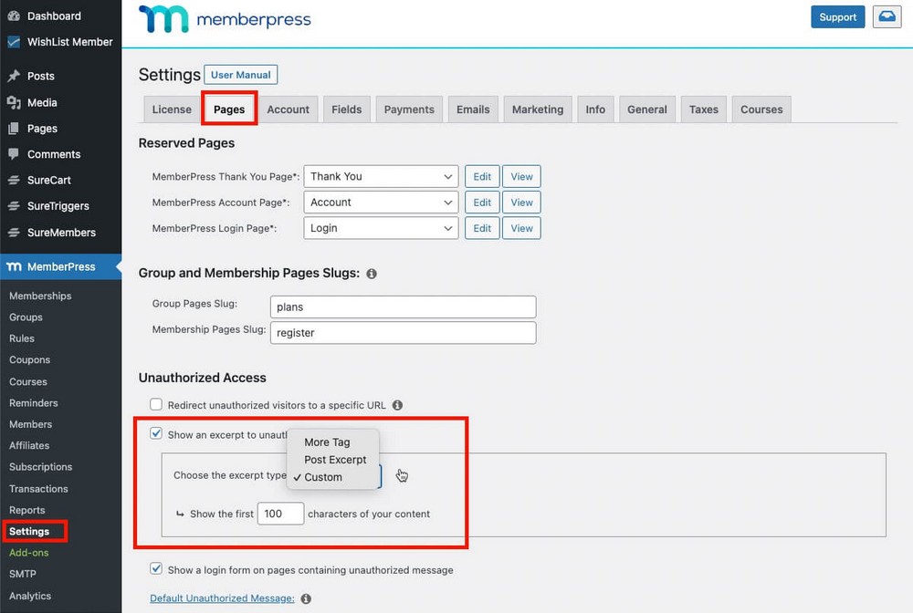 แสดงข้อความที่ตัดตอนมาใน MemberPress