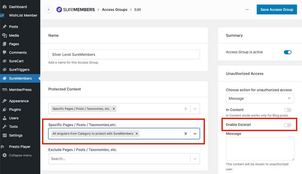 SureMembers を使用してコンテンツを個別および一括で保護する方法