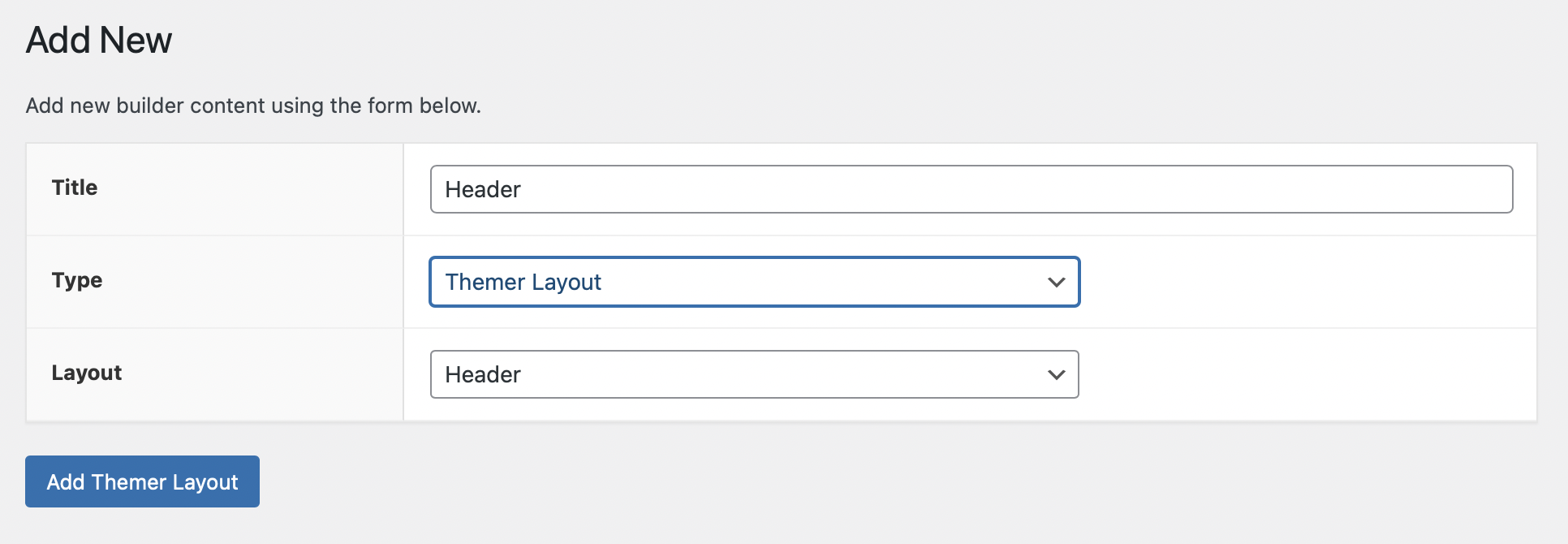 Aggiungi il layout dell'intestazione Beaver Themer