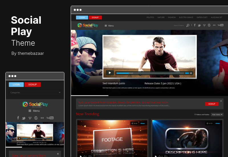 SocialPlay Theme - Tema de WordPress para compartir medios