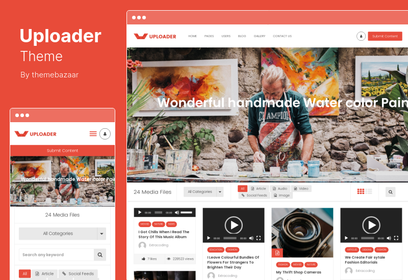 Uploader Theme — расширенная тема WordPress для обмена мультимедиа