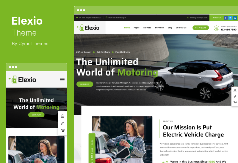 Tema Elexio - Tema WordPress Mobilitas Listrik