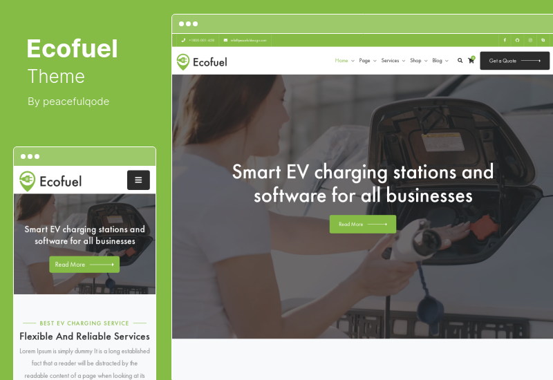 Tema Ecofuel - Mobil Listrik & Stasiun Pengisian Tema WordPress