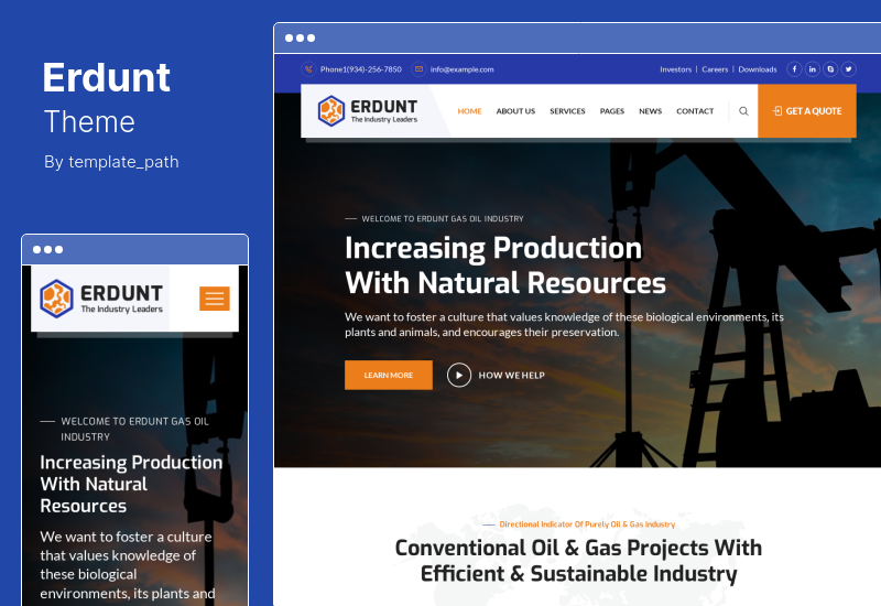 Erdunt Theme - Тема WordPress для промышленного бизнеса