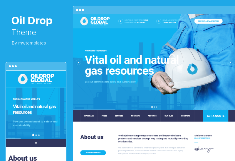 OilDrop Theme - 석유 및 가스 산업 WordPress Theme