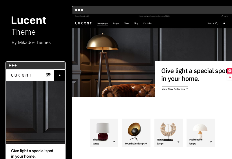 Lucent Theme - Tienda de iluminación WooCommerce Theme