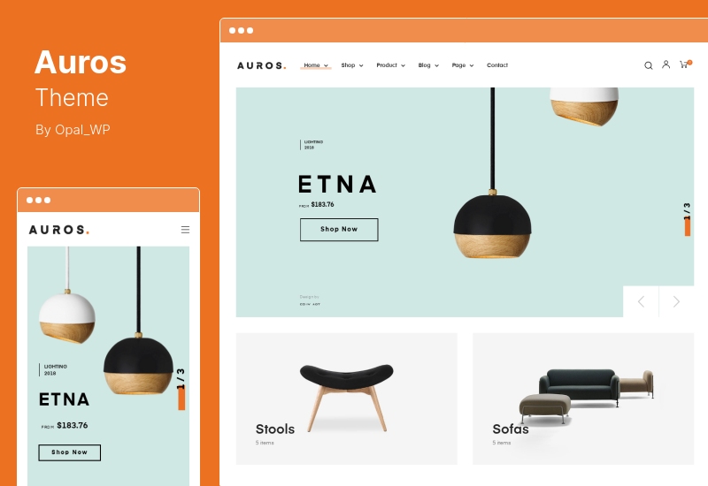 Tema Auros - Tema WooCommerce de Elementor para muebles