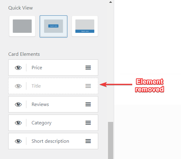 Removendo elementos da caixa Visualização rápida