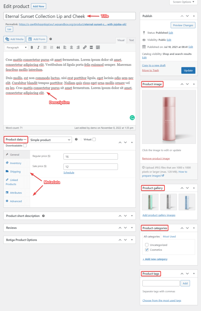 Popolamento di una pagina prodotto WooCommerce