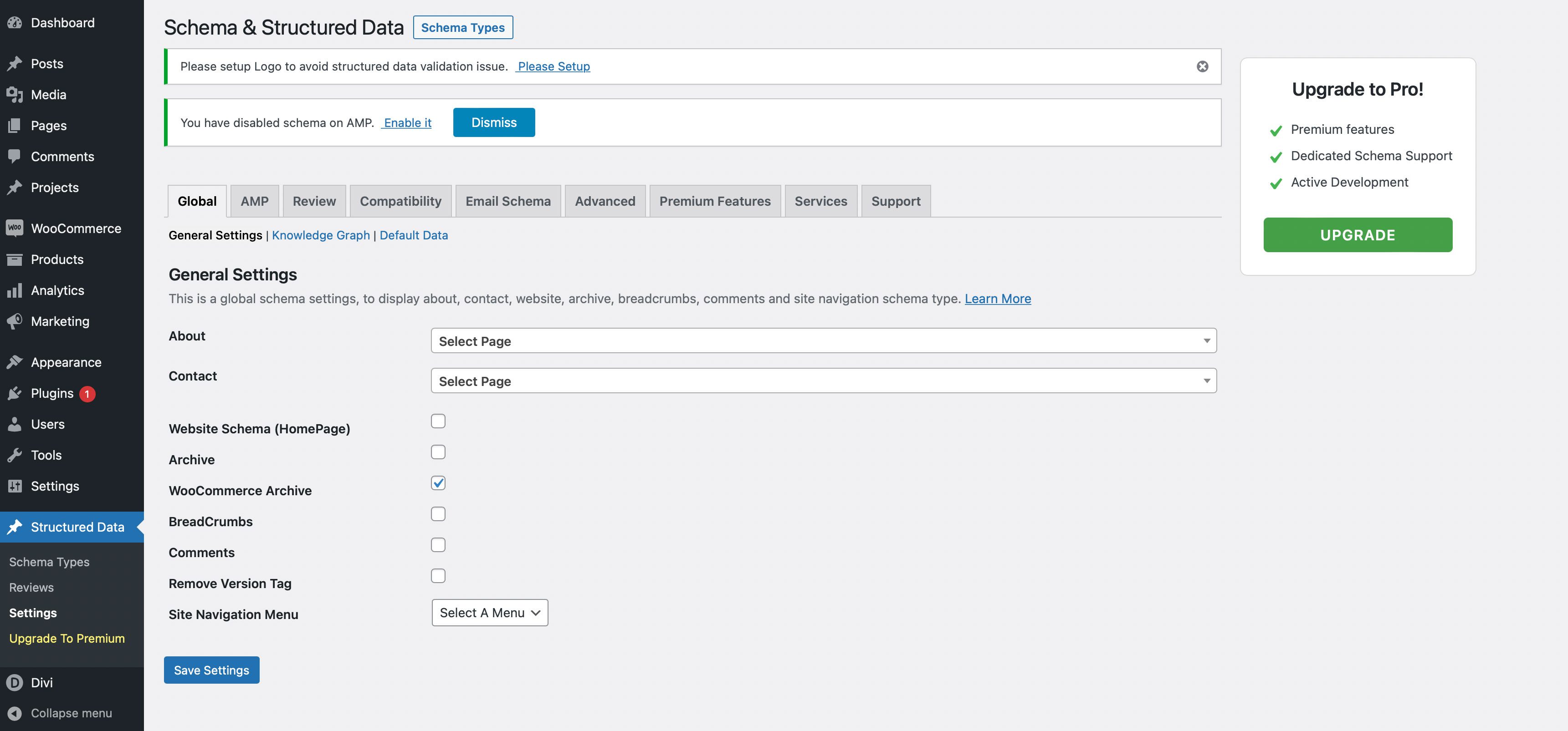 Schemastrukturierte Daten für das WP AMP-Dashboard