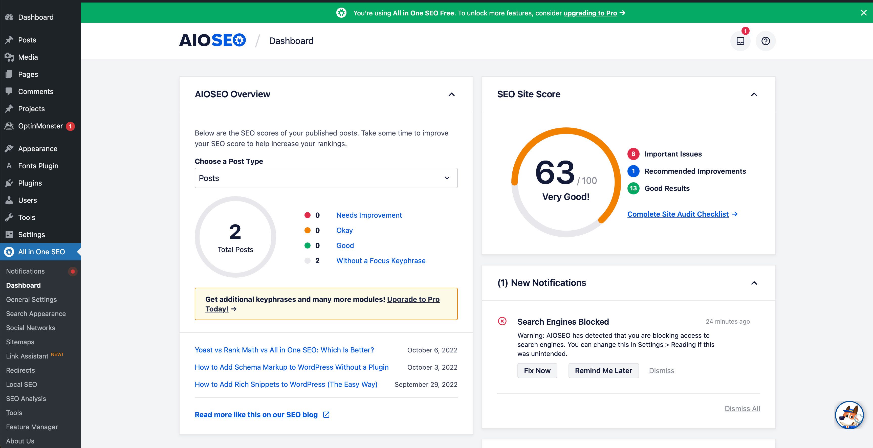 Dashboard SEO tutto in uno