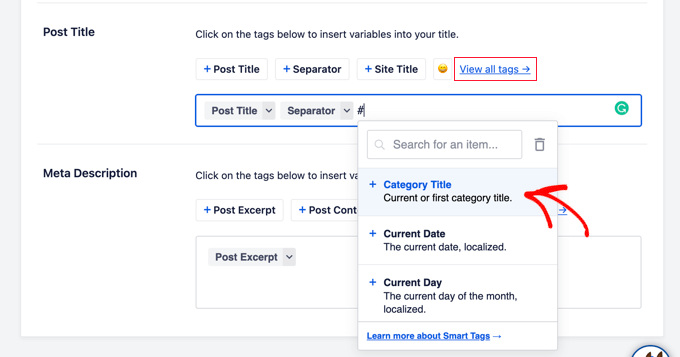 การเพิ่มสมาร์ทแท็กให้กับชื่อ SEO เริ่มต้น