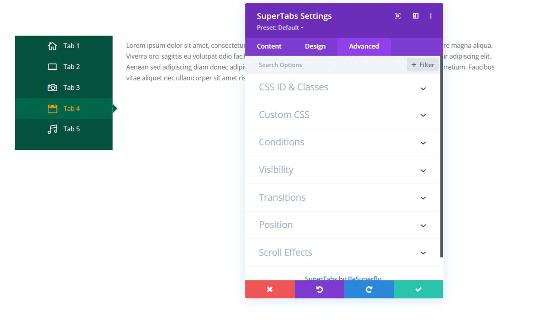 Divi 插件突出显示 Divi SuperTabs Advanced