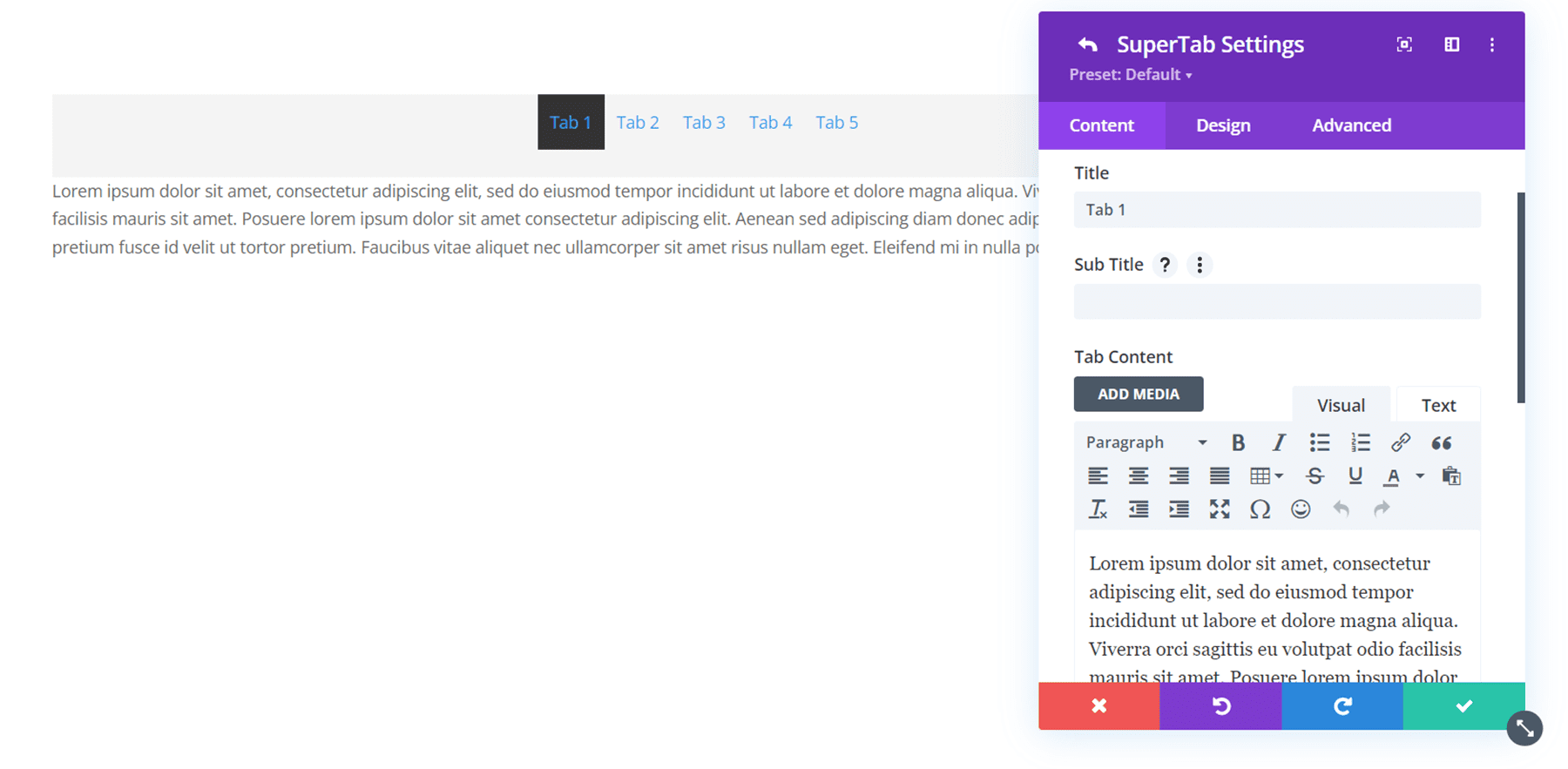 Divi 插件突出顯示 Divi SuperTabs 標籤內容