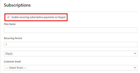 Activer les abonnements PayPal