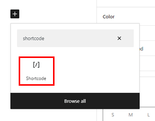 Finde den Shortcode-Block