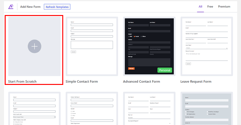 Nowy formularz Zacznij od podstaw