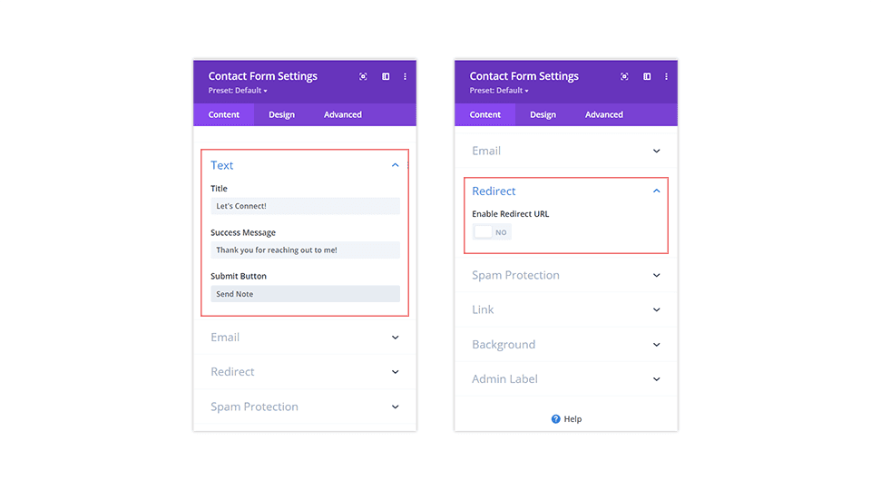 Configuration d'un message de réussite et des processus de post-soumission pour le module de formulaire de contact Divi