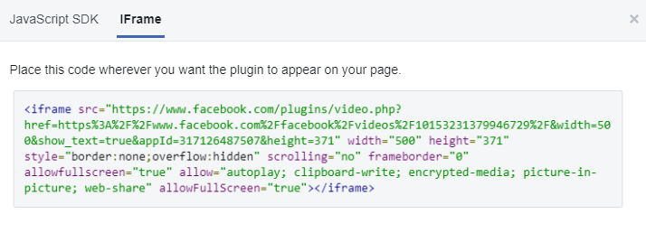 Code iFrame Facebook