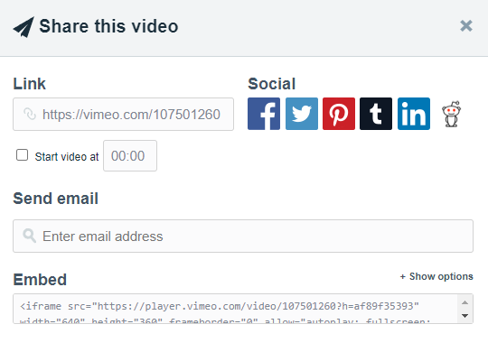 mendapatkan kode embed dari Vimeo