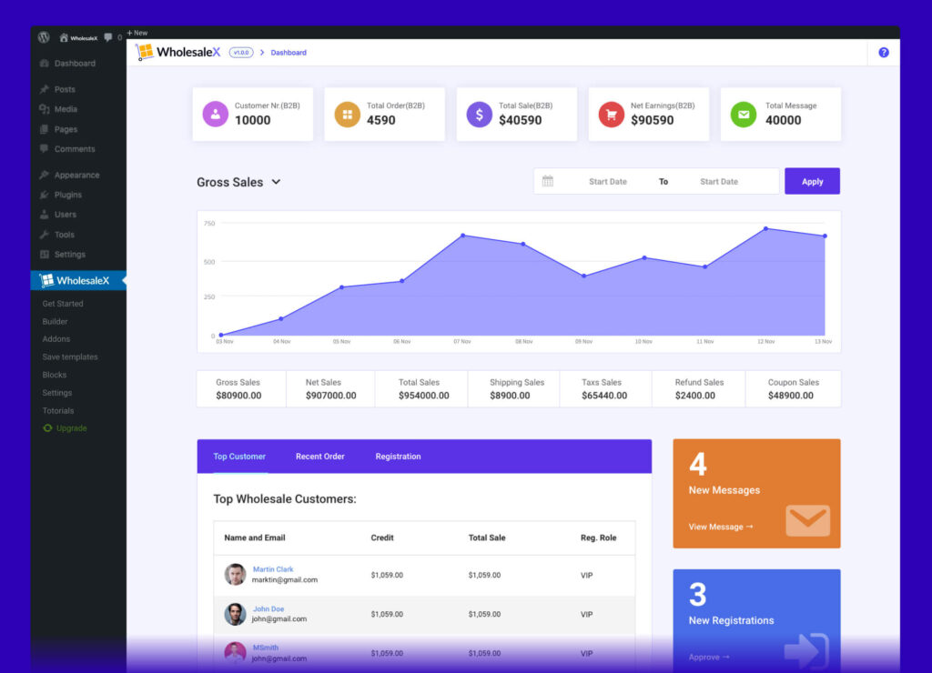 WholesaleX Dashboard