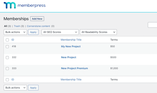 Erstellen einer neuen Mitgliedschaft in MemberPress.