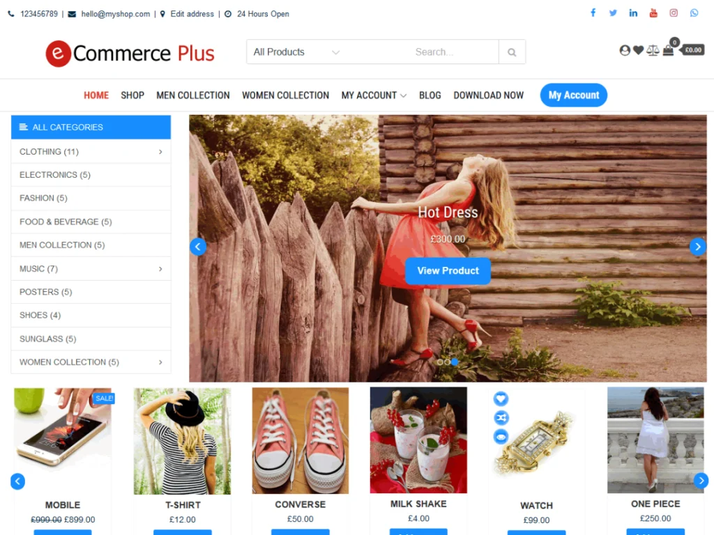 eCommerce Plus, un tema WordPress reattivo multiuso ideale per personale, azienda, blog, negozio, vetrina